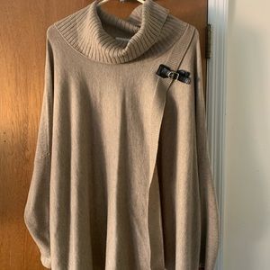 Calvin Klein Camel sweater/cape with buckle size small